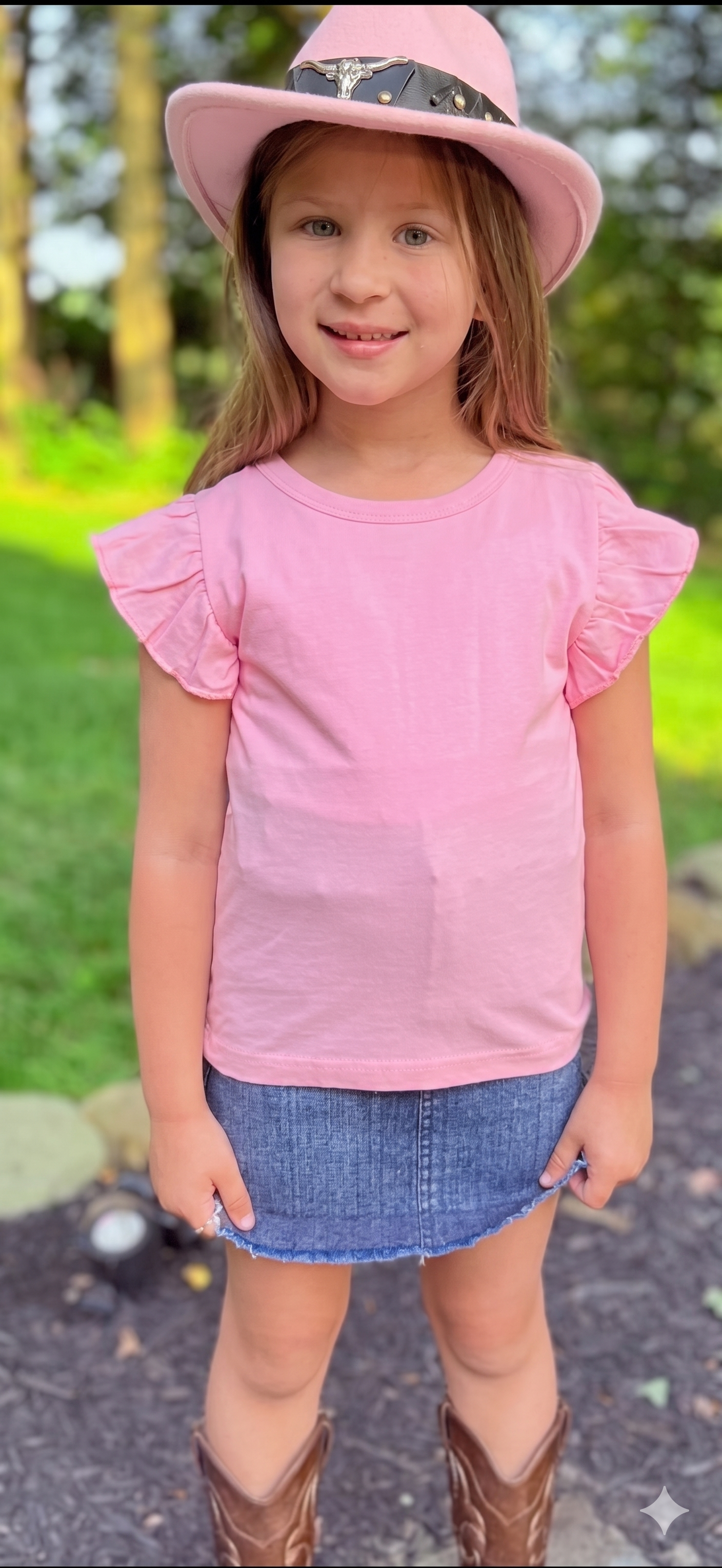 Girls Premium Cotton Knit Top with Eyelet sleeves.GMA-2085