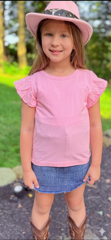 Girls Premium Cotton Knit Top with Eyelet sleeves.GMA-2085