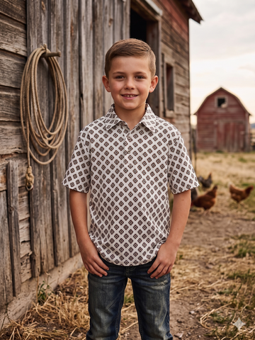 Boys' western polo T-shirts - with snaps Premium Fabric with Stretch. ATWB-POLO-15