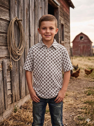 Boys' Western Knit Polo with Snaps | Style ATWB-POLO-15