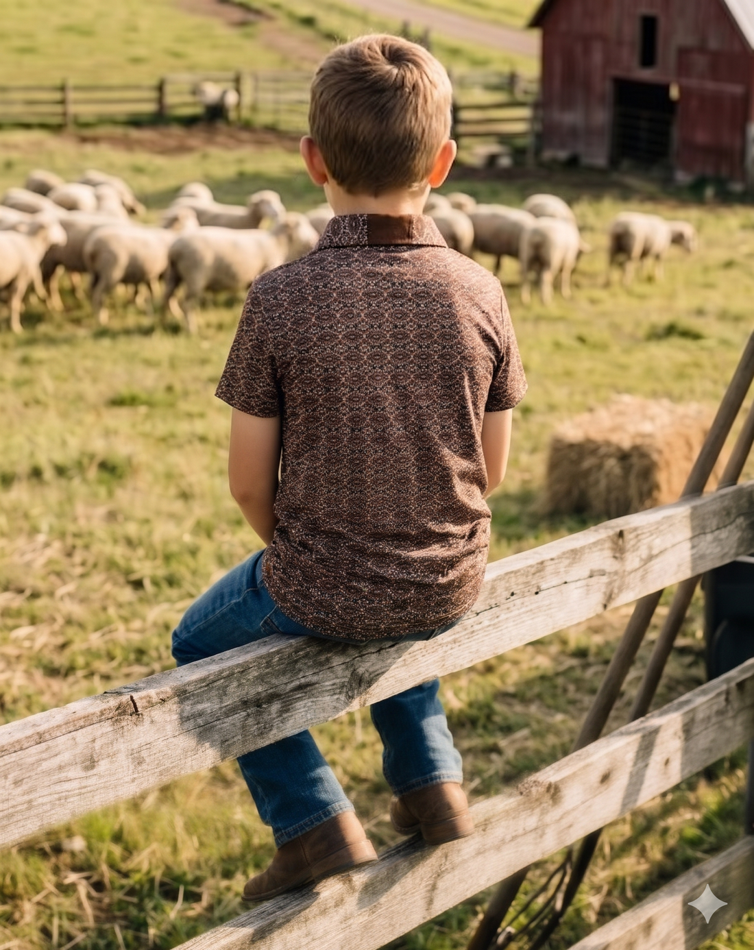 Boys western polo T-shirts - with snaps Premium Fabric with Stretch. ATW-04