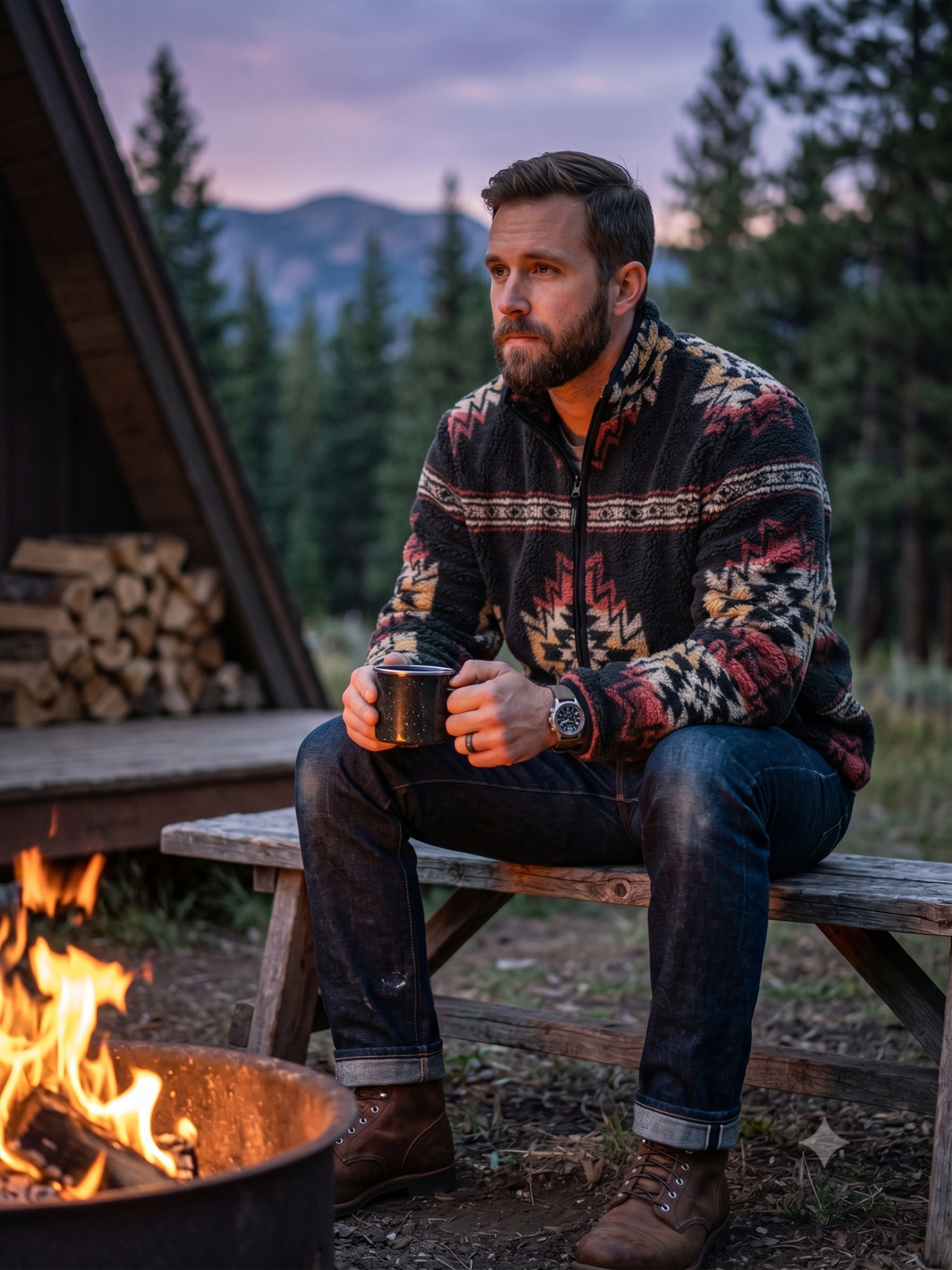 Men's Southwestern Fleece Jacket | Style M-261110