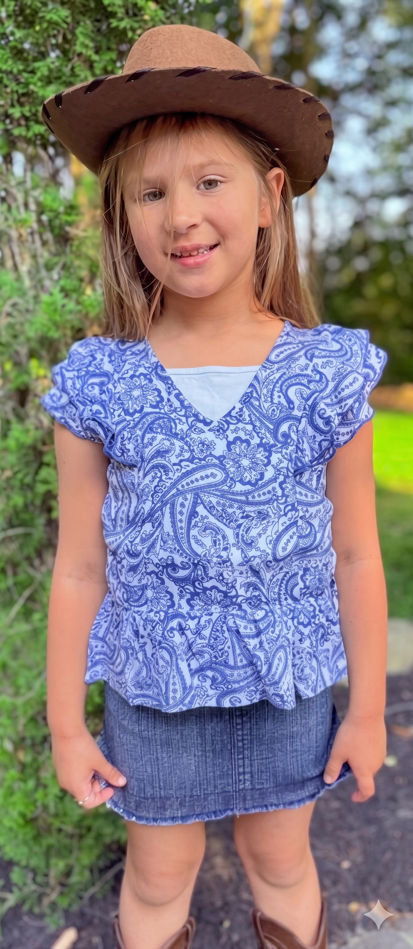 Girls Western Paisley Print woven top.GMA-2089