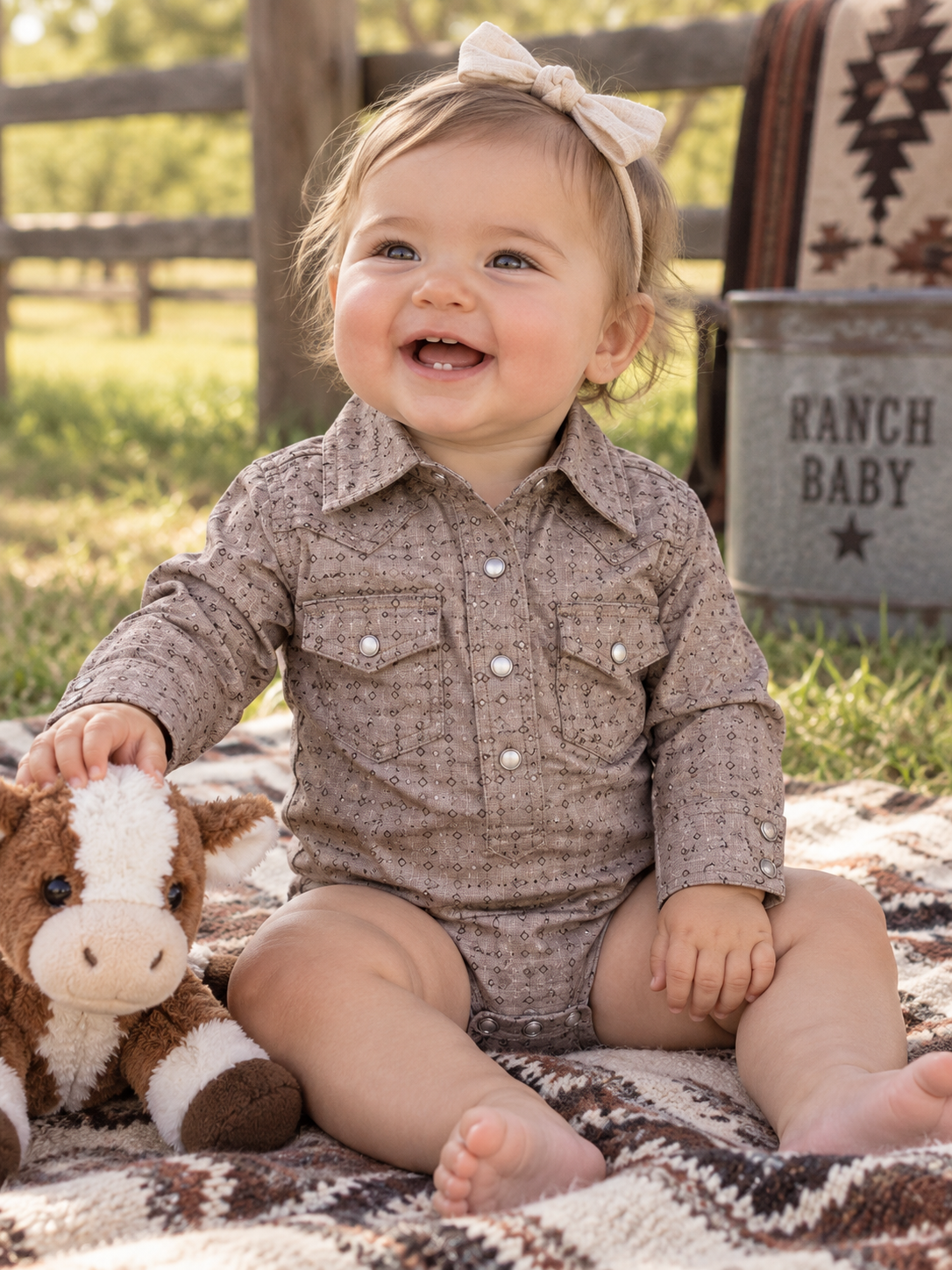 Infant Western Woven Cotton Onesie | I-26804