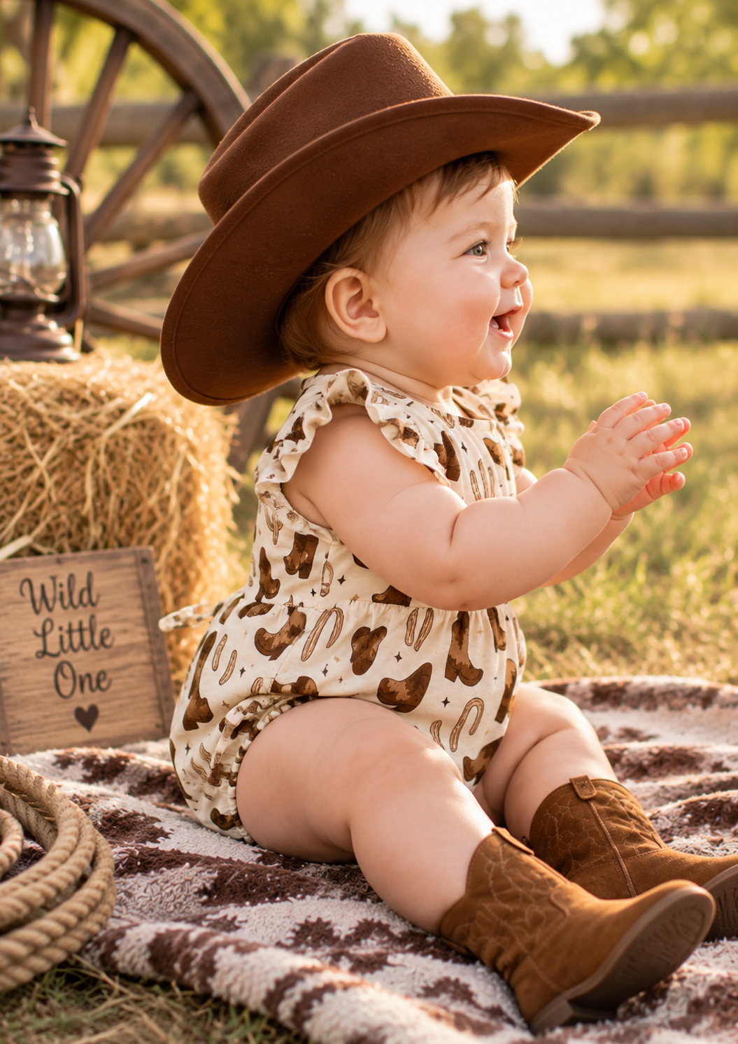 Infant Western Print Ruffle Onesie | Style IF-2603