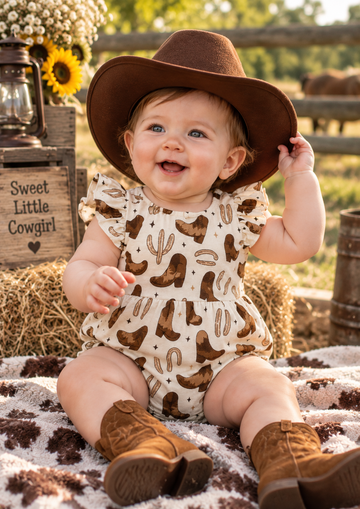 Infant Western Print Ruffle Onesie | Style IF-2603