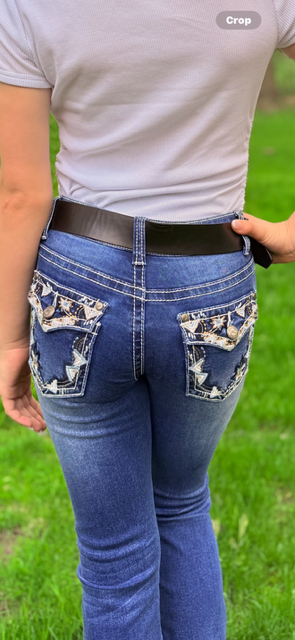 Girls Western Bootcut Jeans - Western Flap Pocket - Stratch premium Denim Fabric