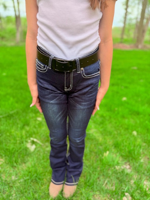 Girls Western Bootcut Jeans - Faux Flap Pocket - Stratch Premium Denim Fabric