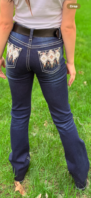 Girls Western Bootcut Jeans - Faux Flap Pocket - Stratch Premium Denim Fabric