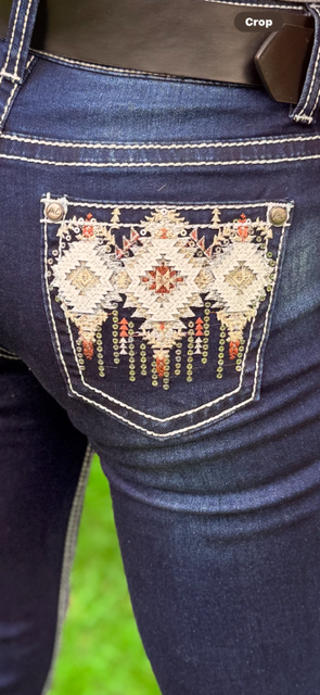 Girls Western Bootcut Jeans - Faux Flap Pocket - Stretch Premium Denim Fabric.MCGJ-HX-45