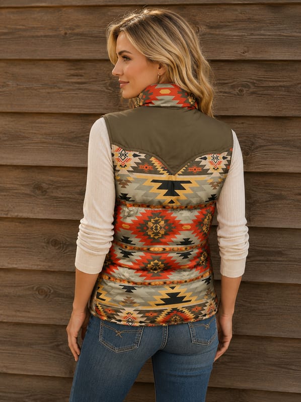 Ladies' Two-Tone Aztec Polyfill Vest | Style L-24111