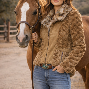 Women's western Faux Fur Jacket L-24127