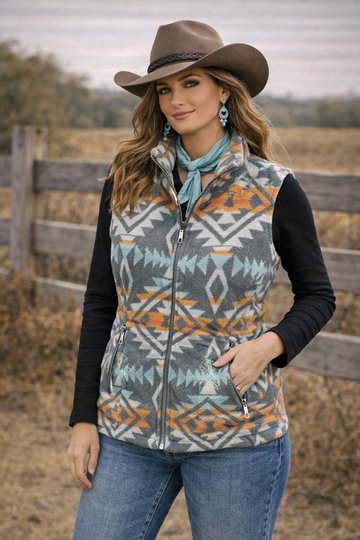 Ladies Aztec Vest with Sherpa Lining L-24618