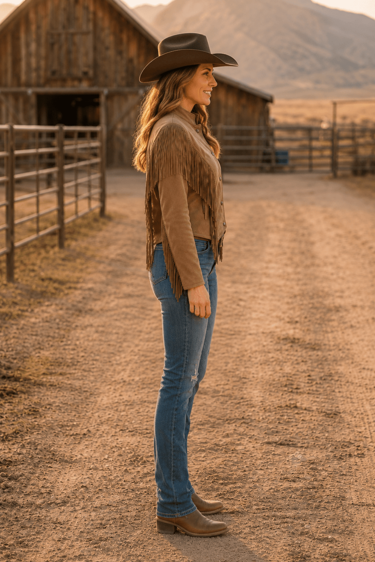 Ladies' Poly Suede Western Fringe Jacket | Style L-25301