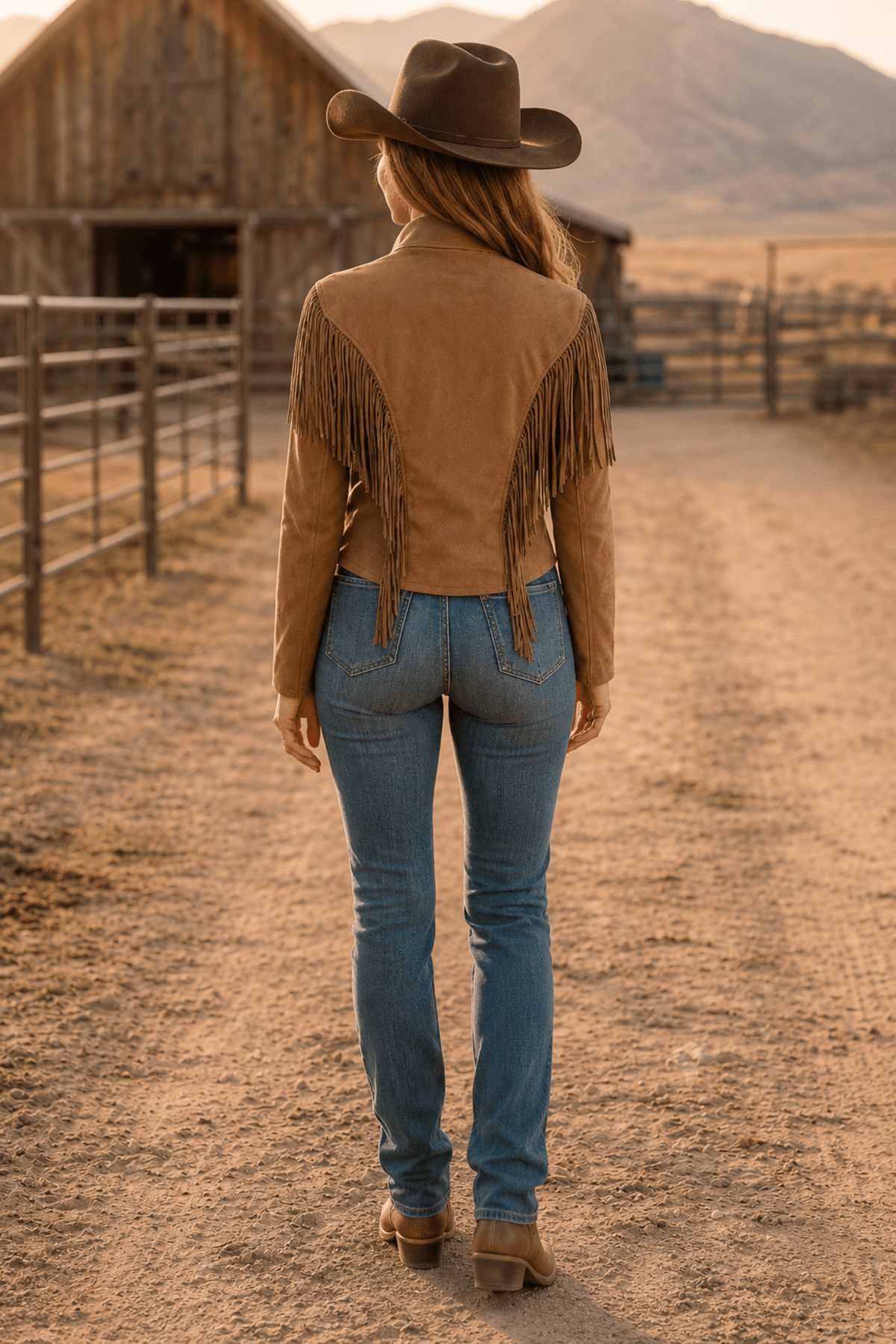 Ladies' Poly Suede Western Fringe Jacket | Style L-25301
