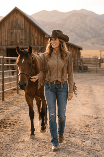 Ladies' Poly Suede Western Fringe Jacket | Style L-25301