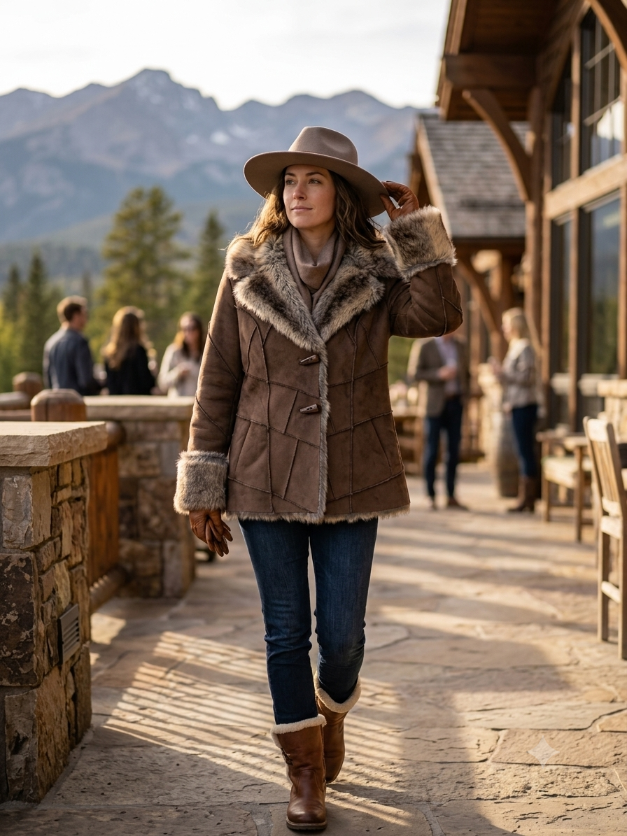 Ladies' Faux Suede Jacket with Faux Fur | Style L-26204