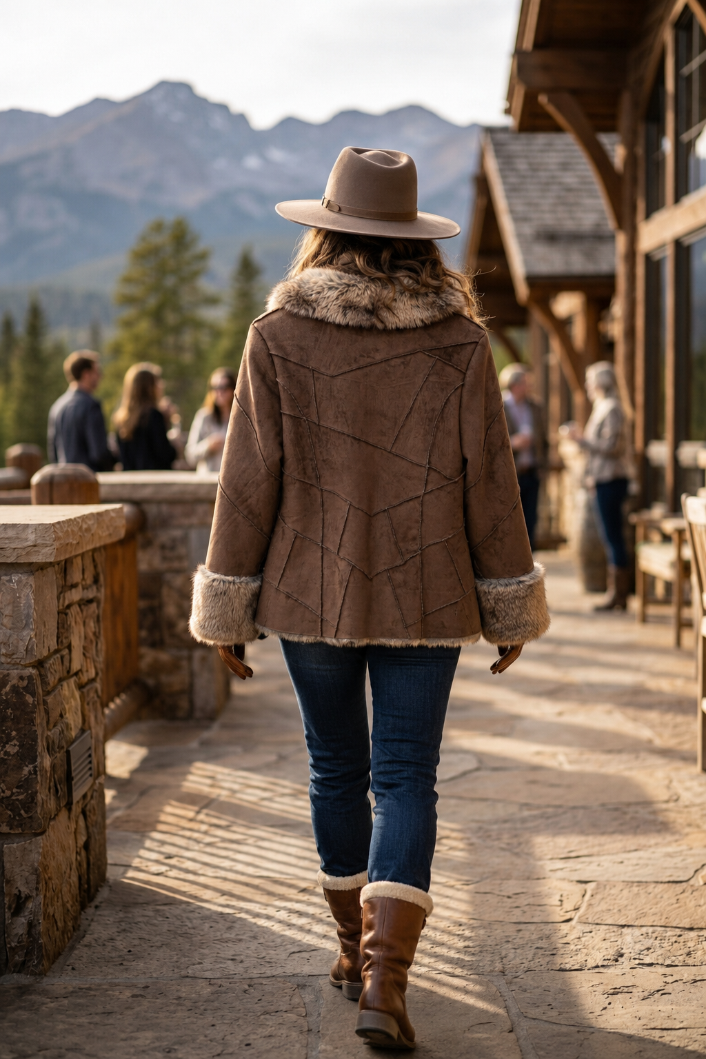 Ladies' Faux Suede Jacket with Faux Fur | Style L-26204
