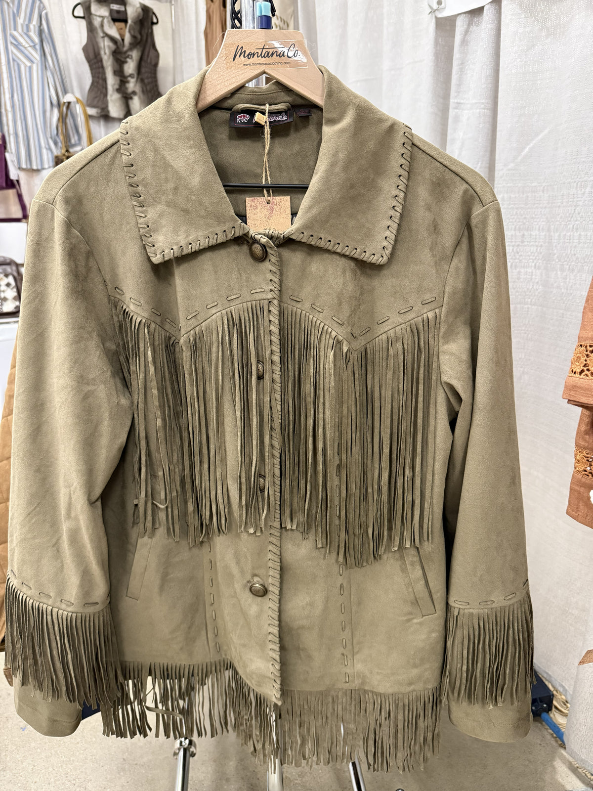Ladies' Fashion Poly-Suede Fringe Jacket | Style L-26302