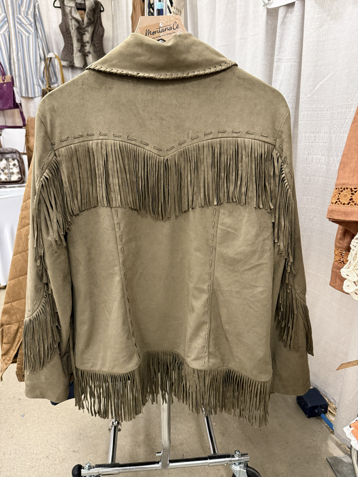 Ladies' Fashion Poly-Suede Fringe Jacket | Style L-26302