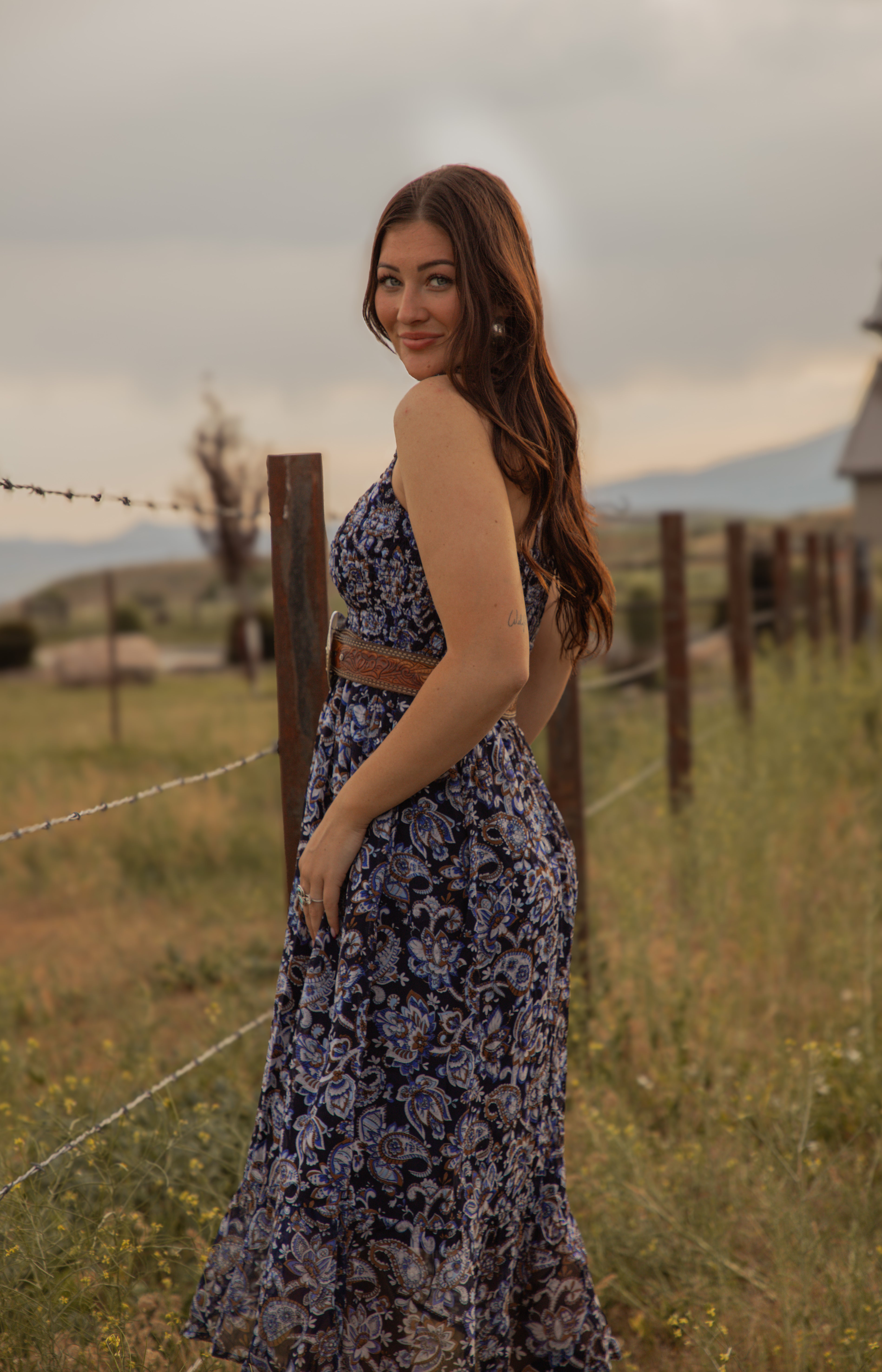 Ladies Western print Woven dress.LMA-2065