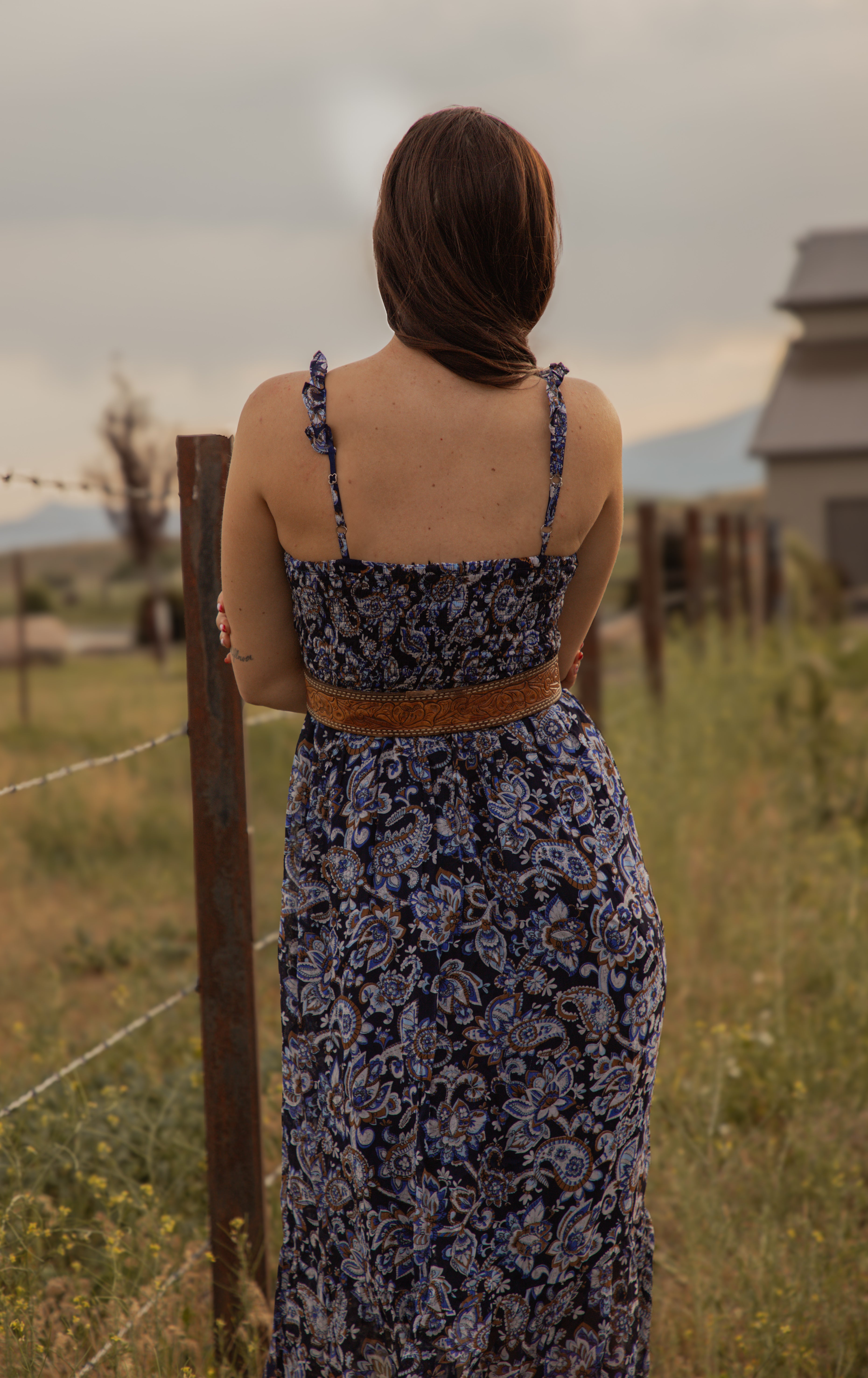 Ladies Western print Woven dress.LMA-2065