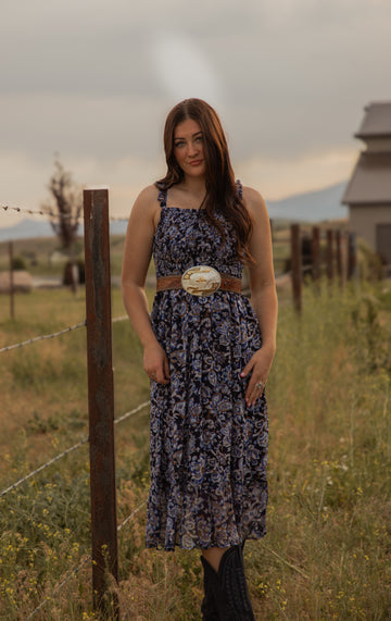 Ladies Western print Woven dress.LMA-2065