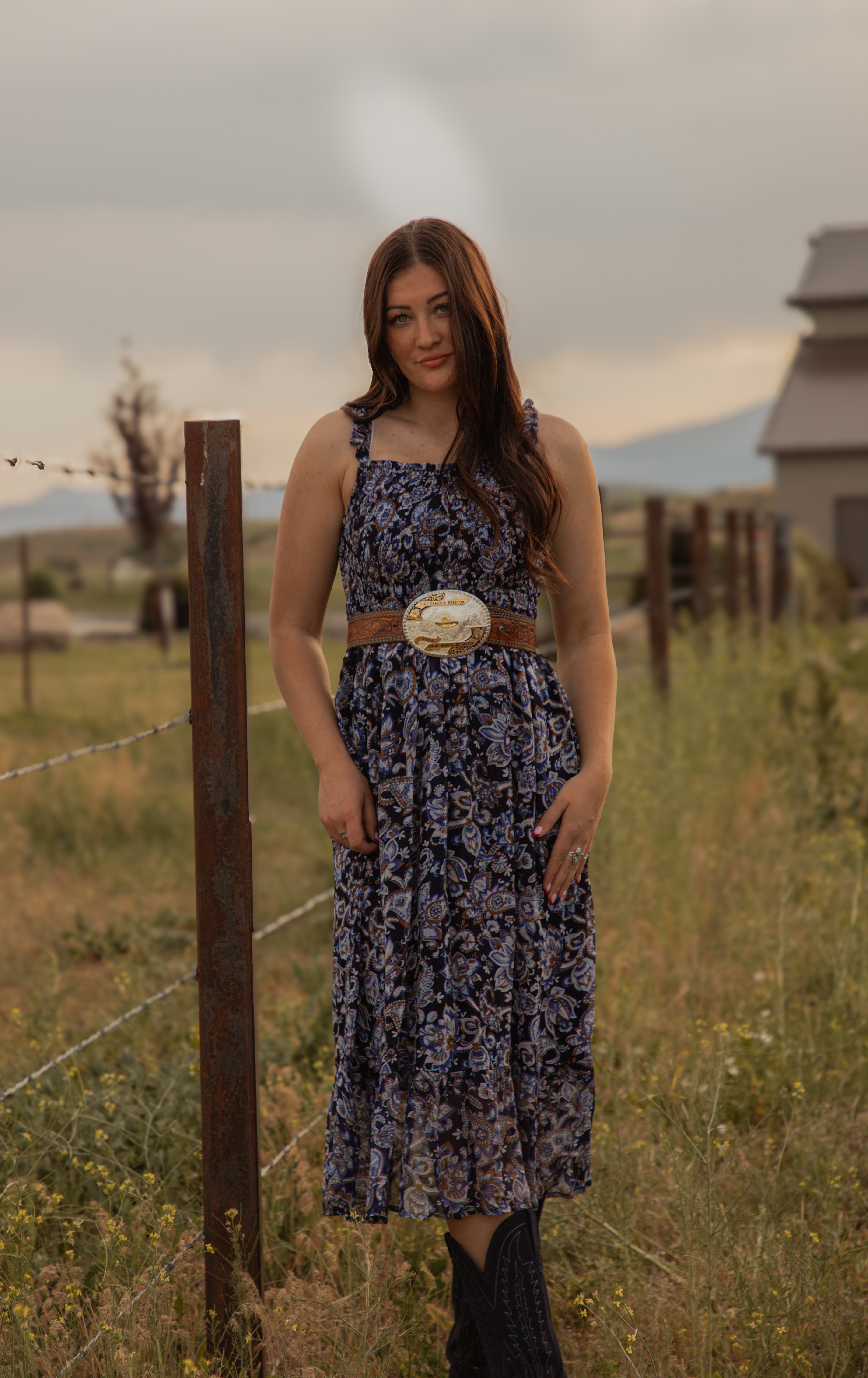 Ladies Western print Woven dress.LMA-2065