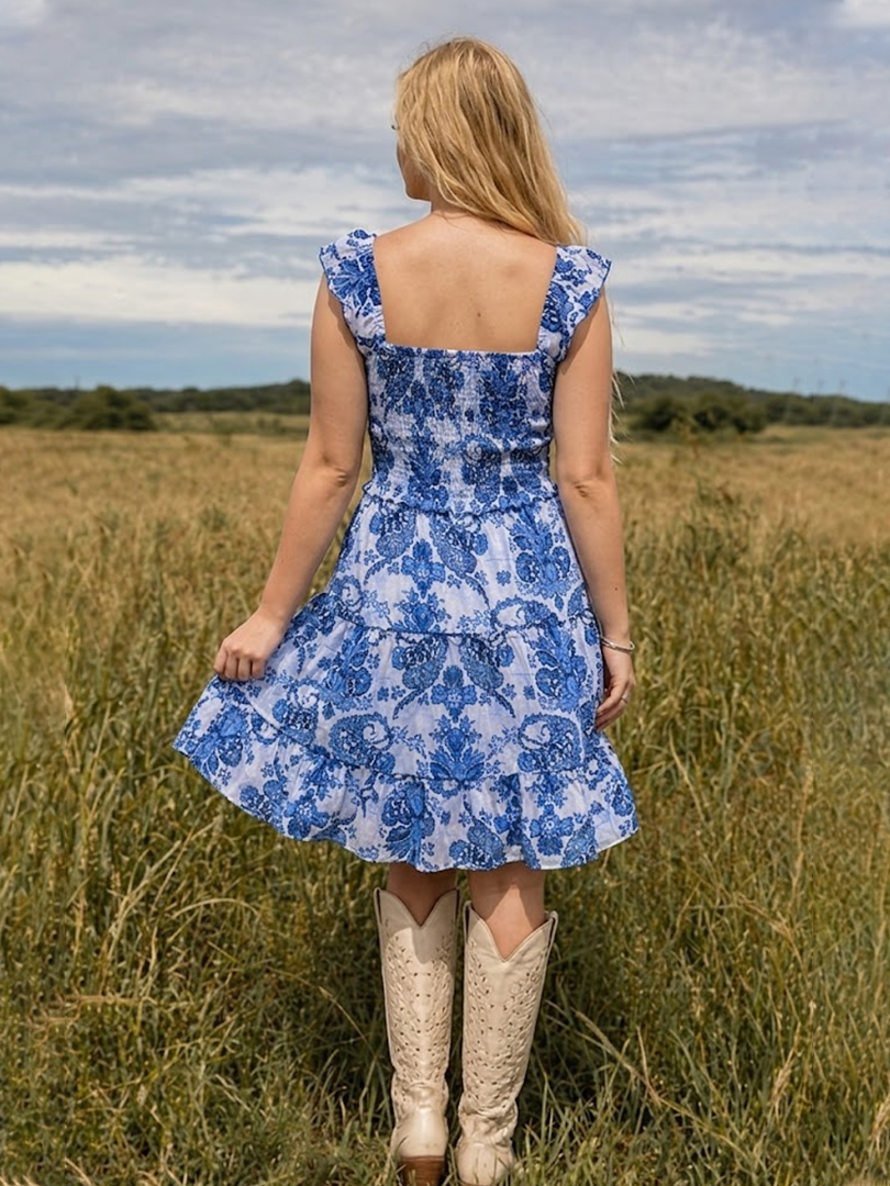 Ladies Western print Woven dress.LMA-2066