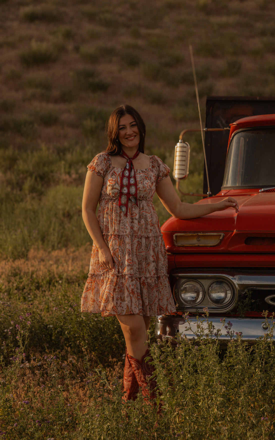 Ladies Western print Woven dress.LMA-2068