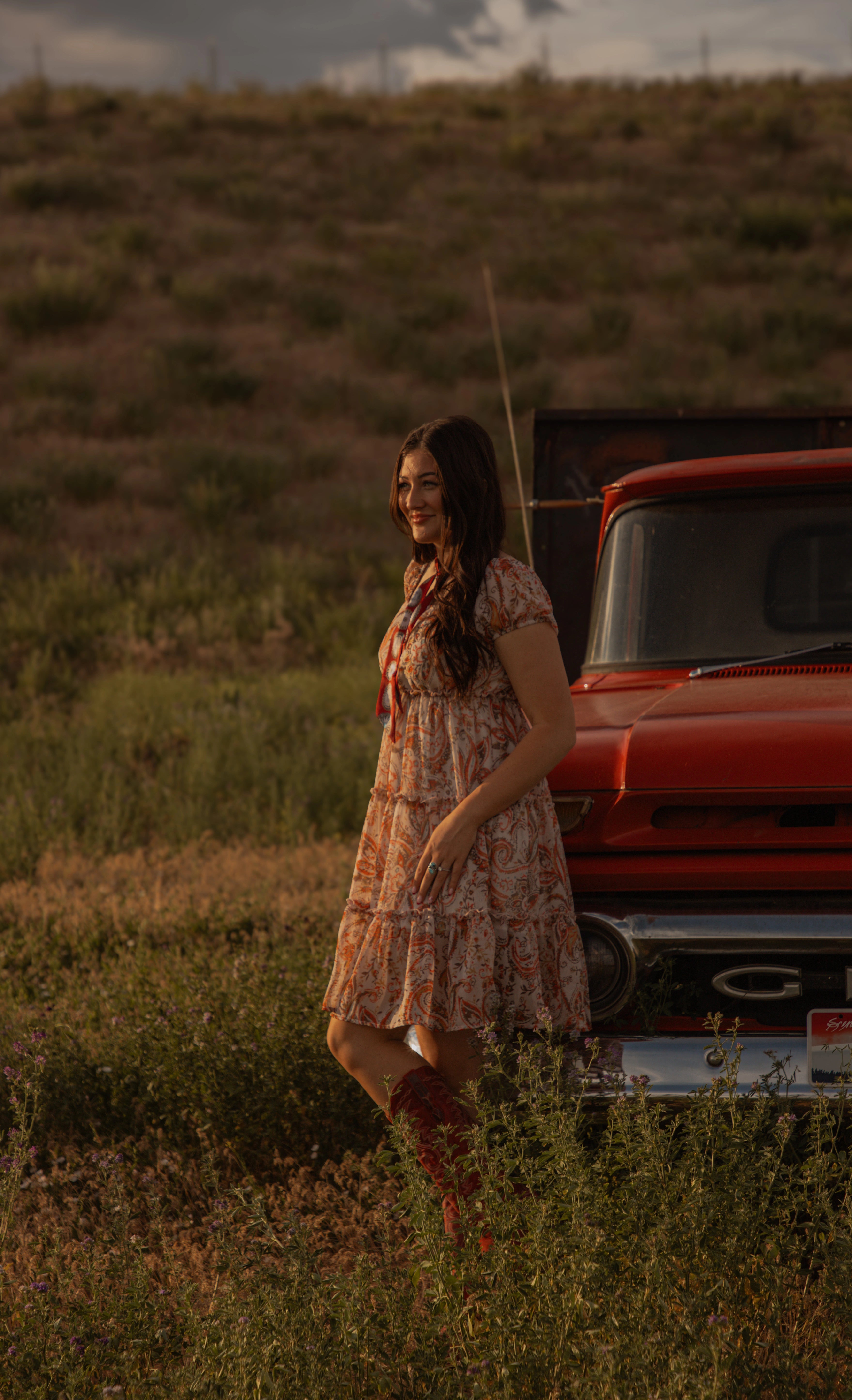 Ladies Western print Woven dress.LMA-2068