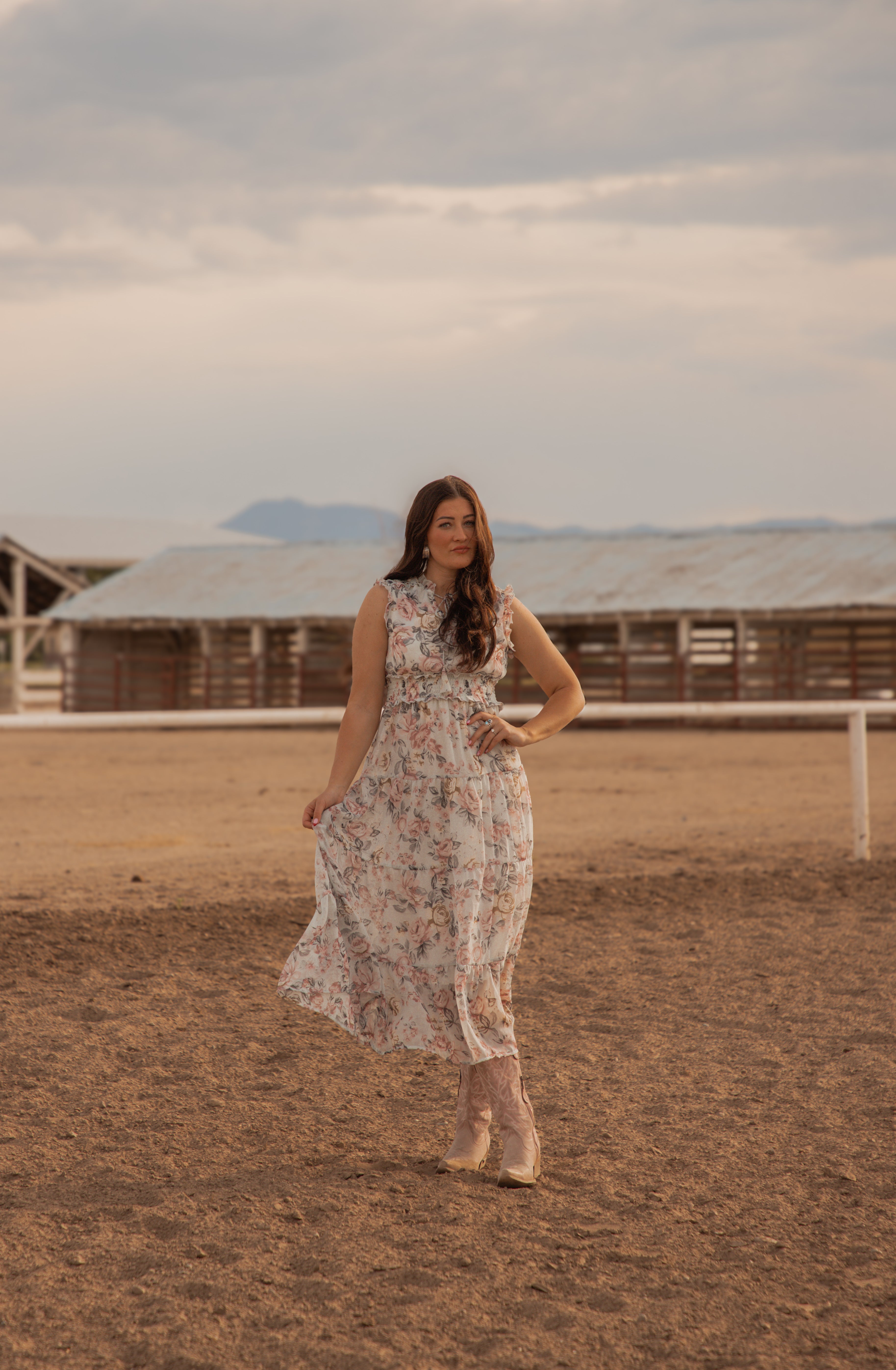 Ladies Western print Woven long Dress.LMA-2069