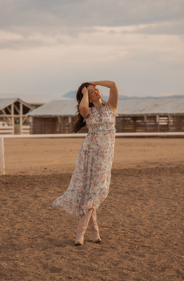 Ladies Western print Woven long Dress.LMA-2069