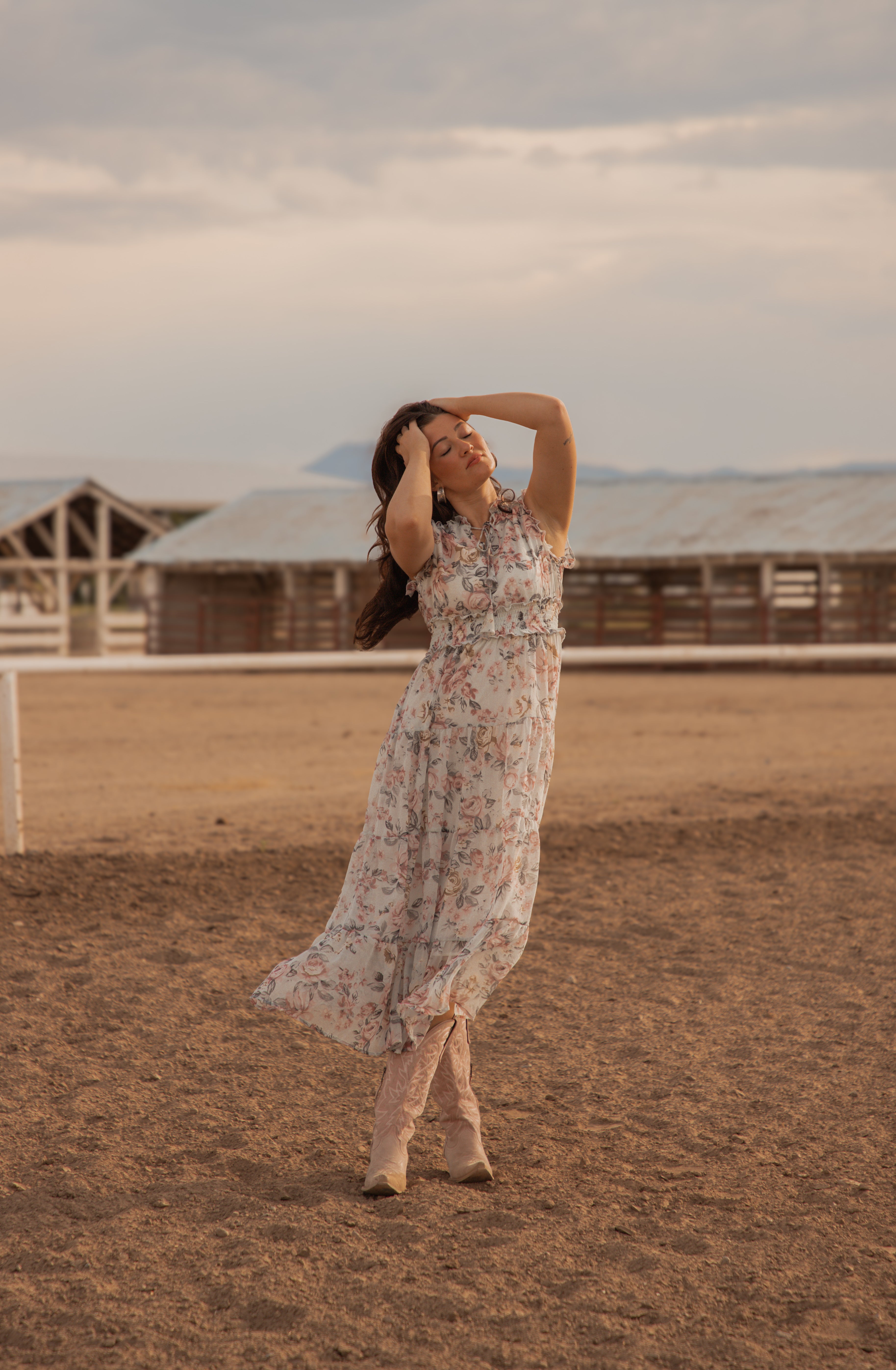Ladies Western print Woven long Dress.LMA-2069