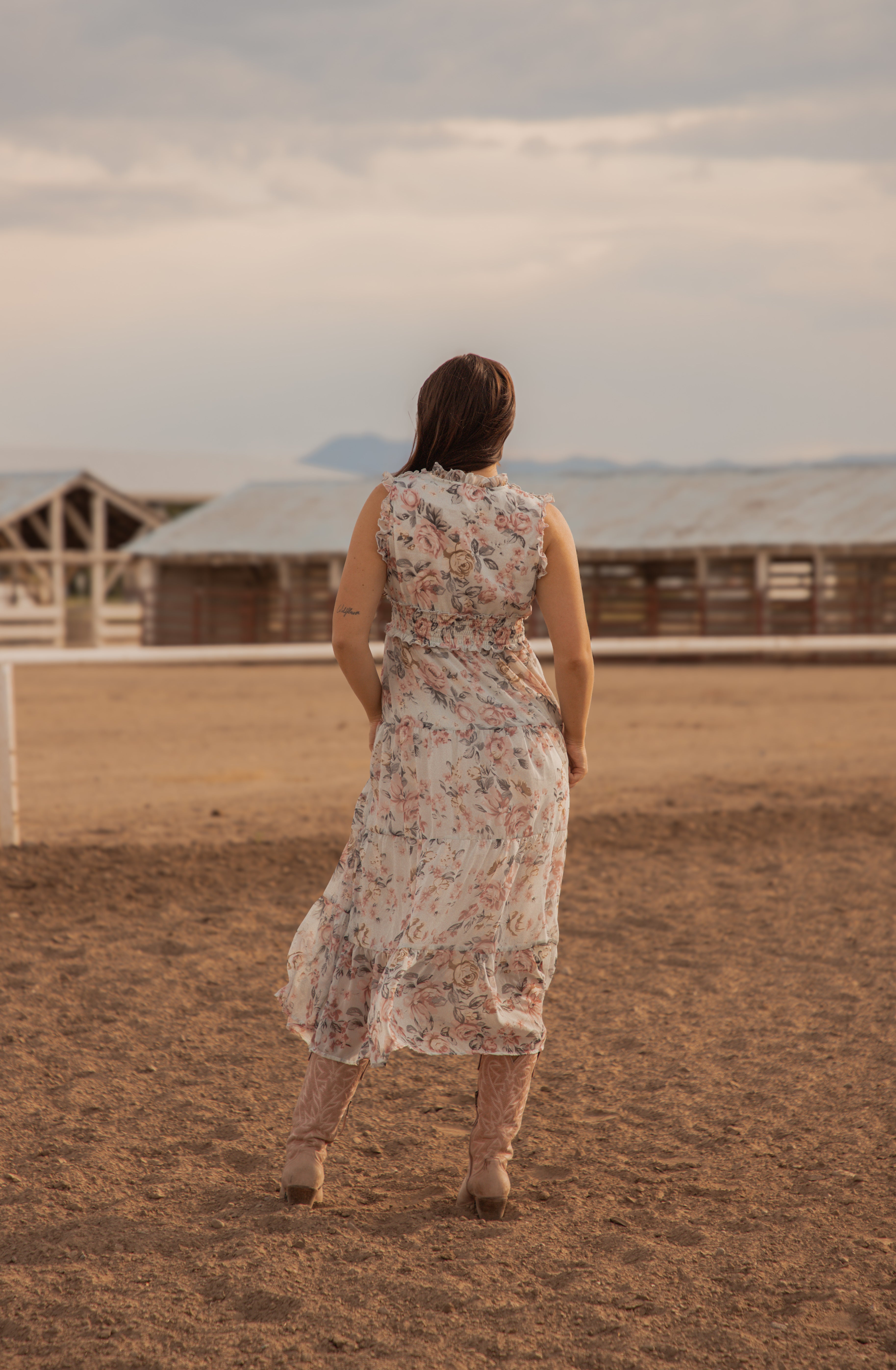 Ladies Western print Woven long Dress.LMA-2069