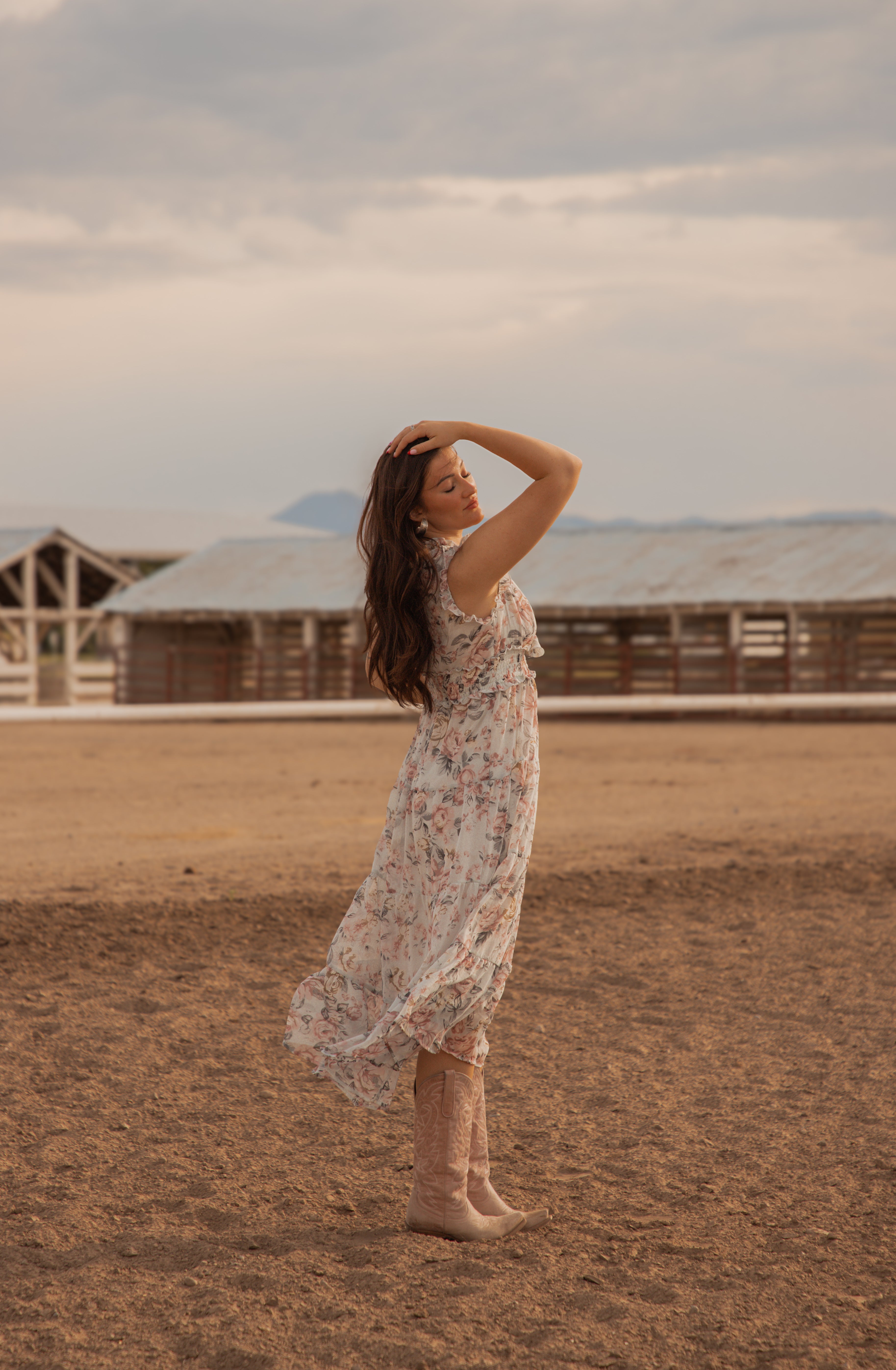 Ladies Western print Woven long Dress.LMA-2069