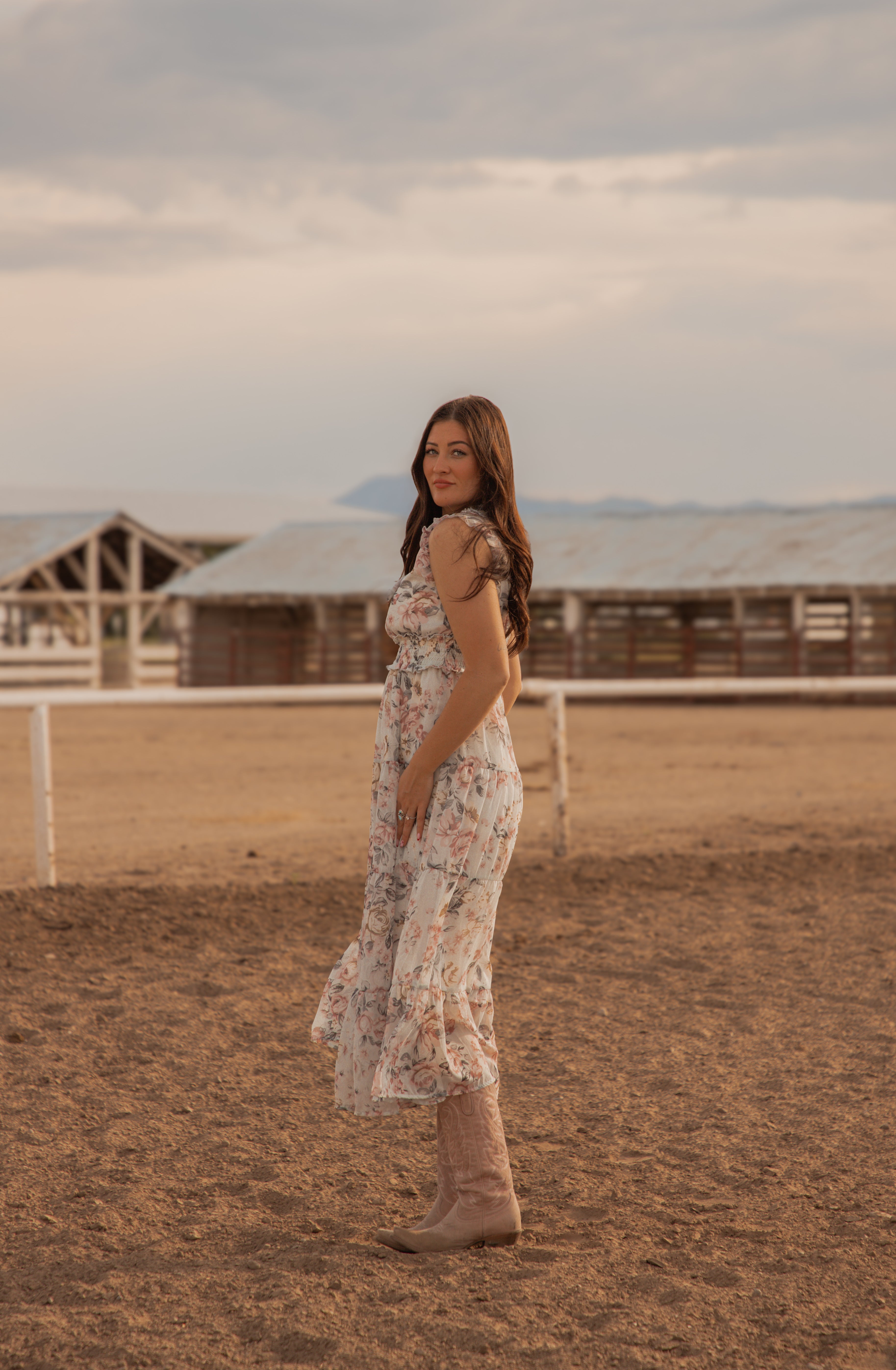 Ladies Western print Woven long Dress.LMA-2069