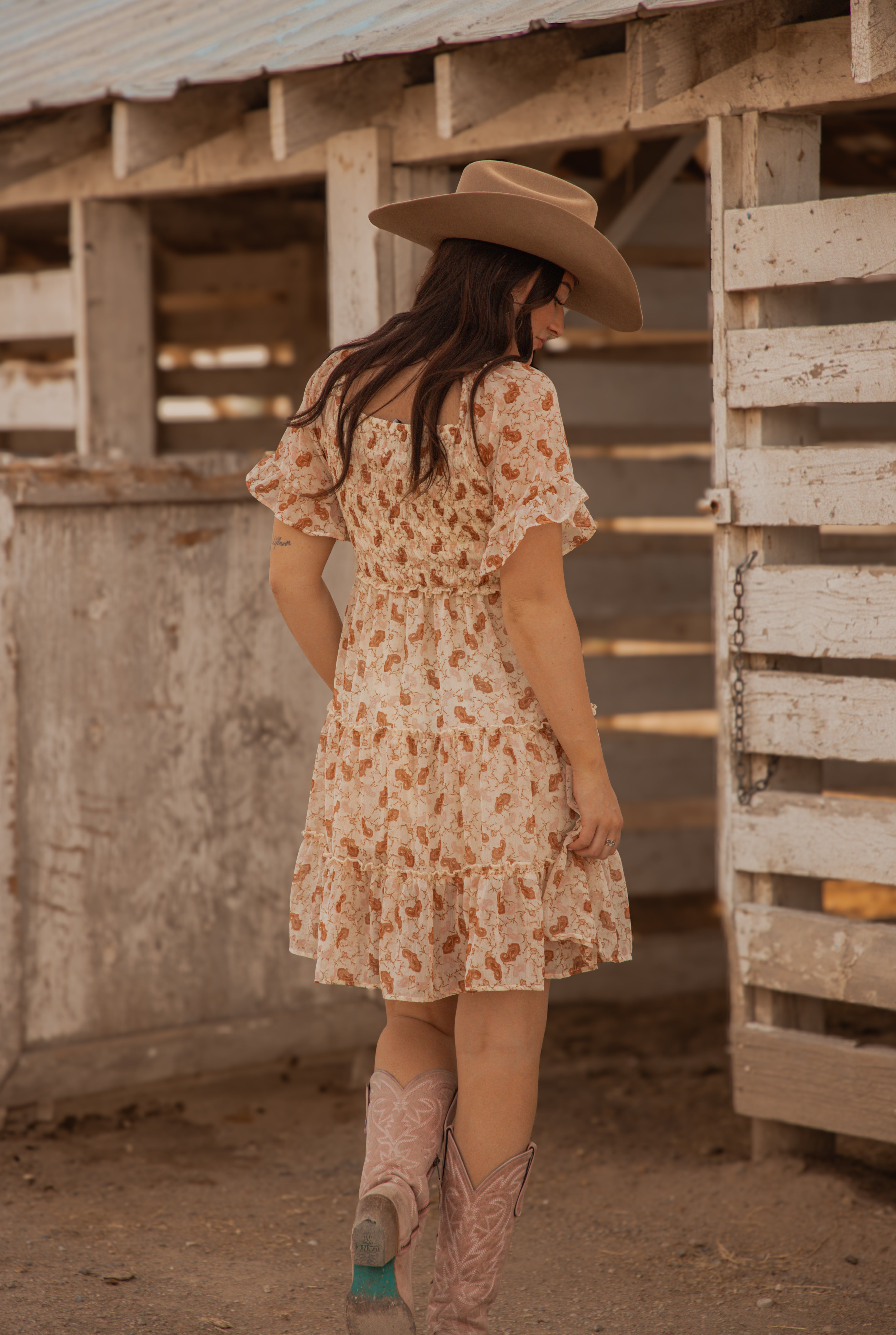 Ladies Western print Woven dress.LMA-2070