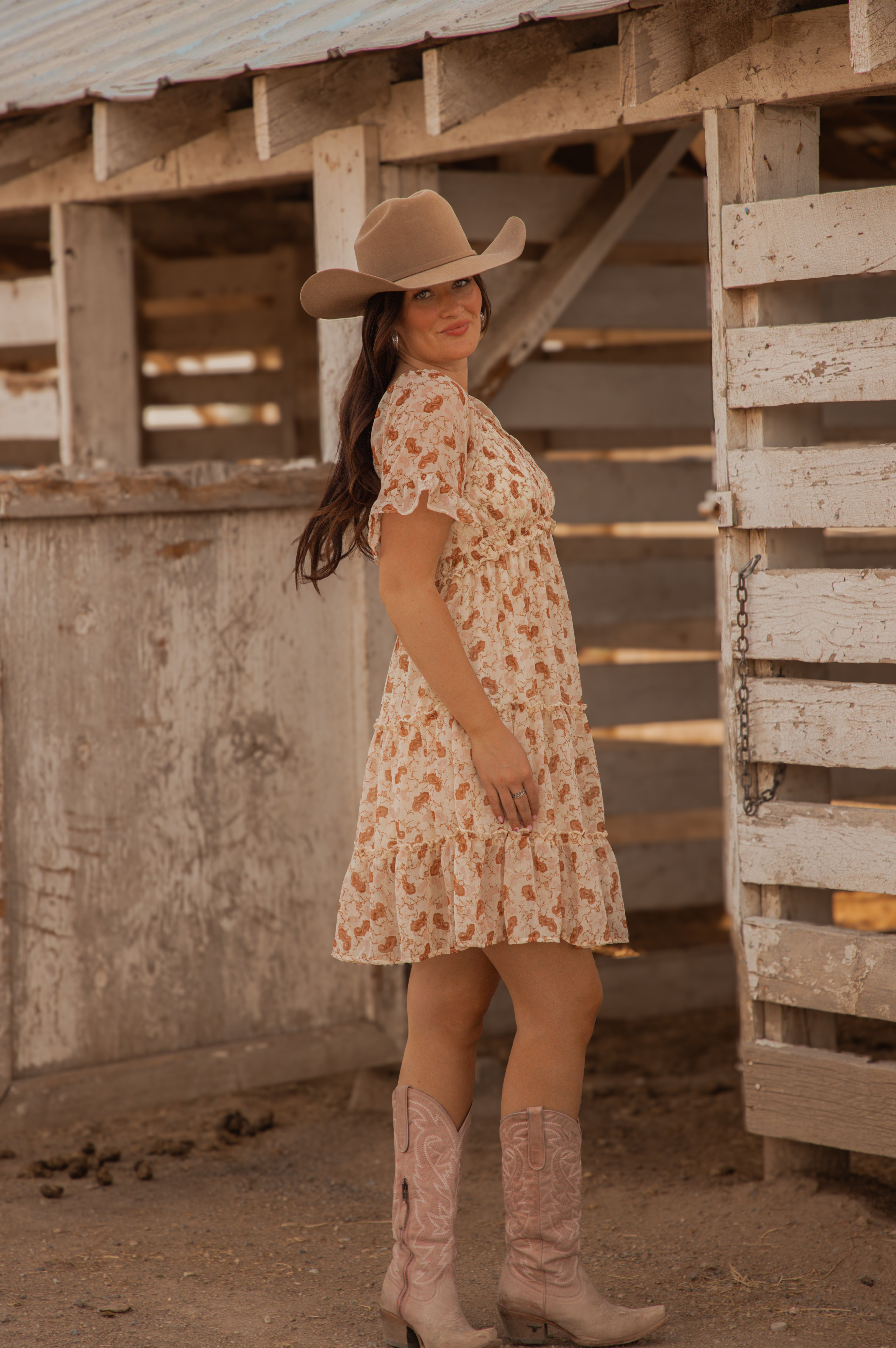 Ladies Western print Woven dress.LMA-2070