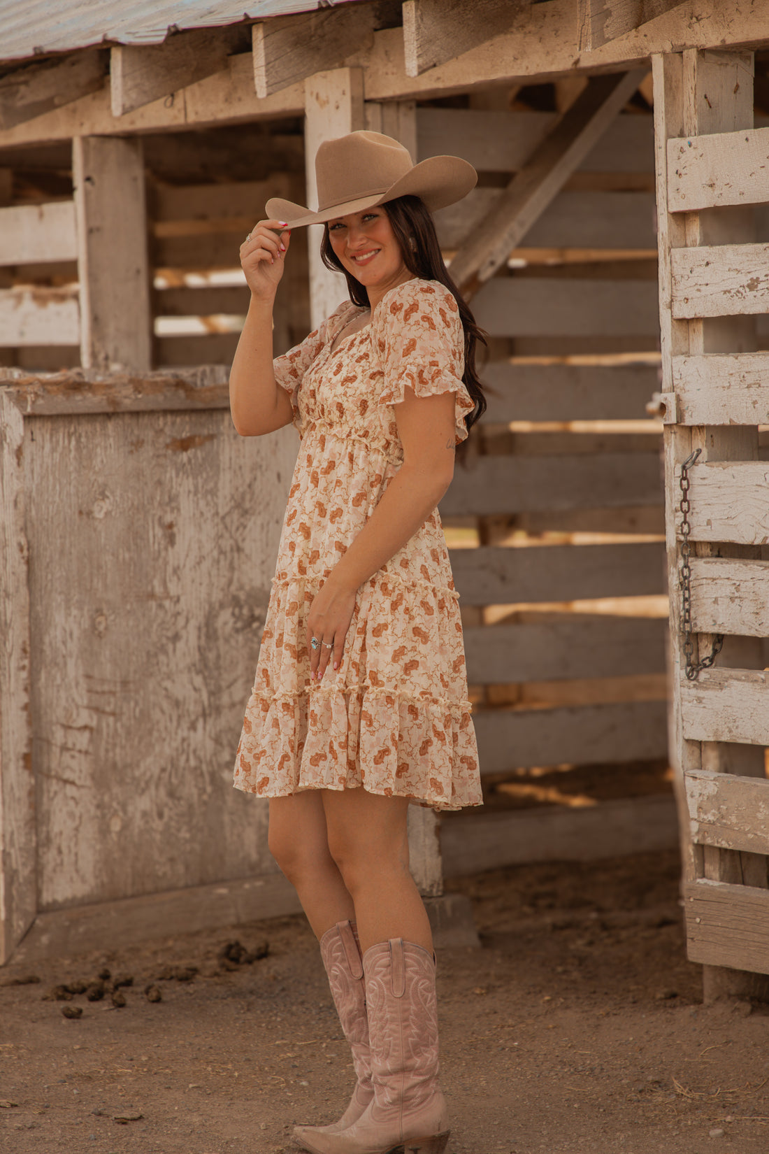 Ladies Western print Woven dress.LMA-2070