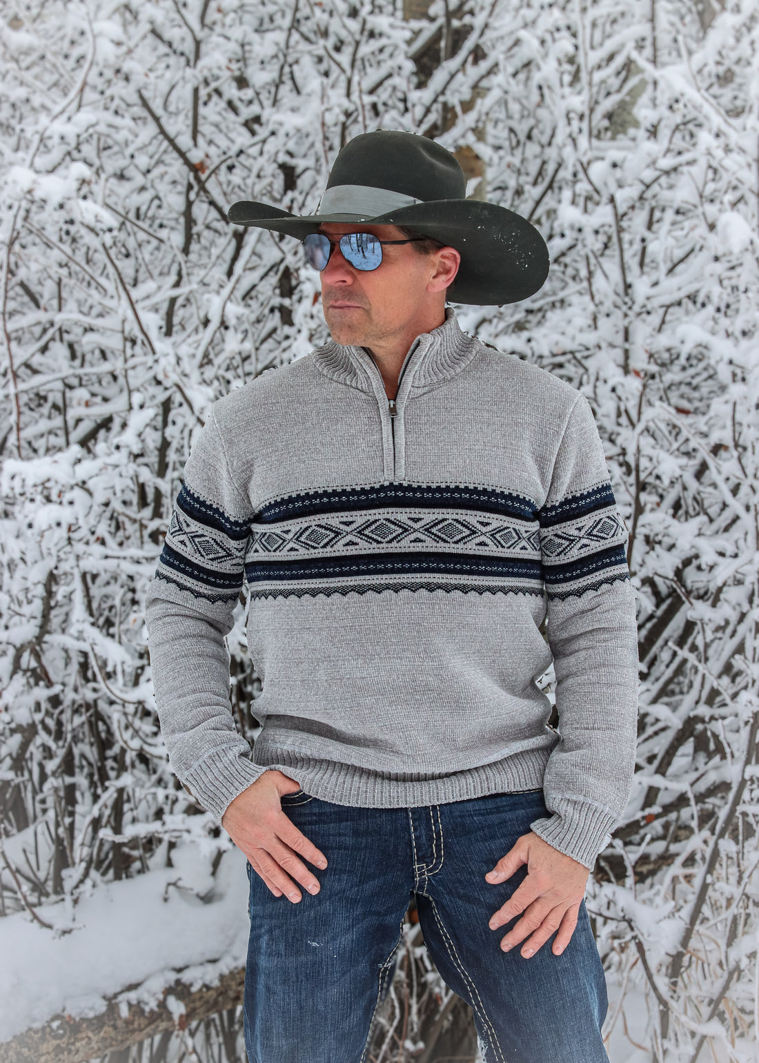 Men's Quarter-Zip Western Pullover | Style LW17