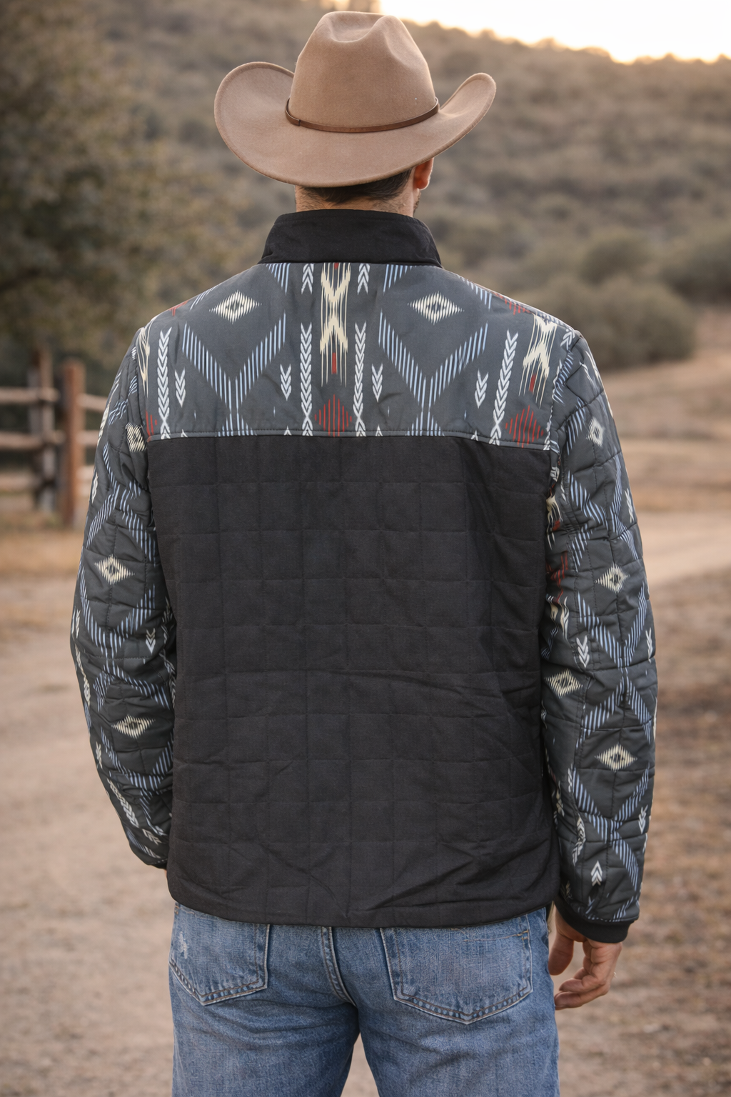 Men's Western Quilted Jacket with Southwestern print