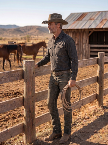 Men's Western Denim Snap Shirt | Style M-261106