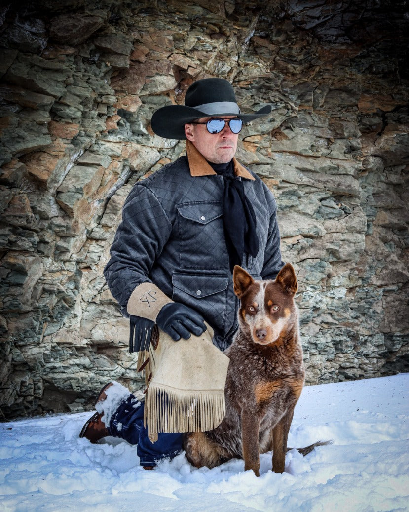 Men's Quilted Ranch Coat with Corduroy Collar | Style M-2701