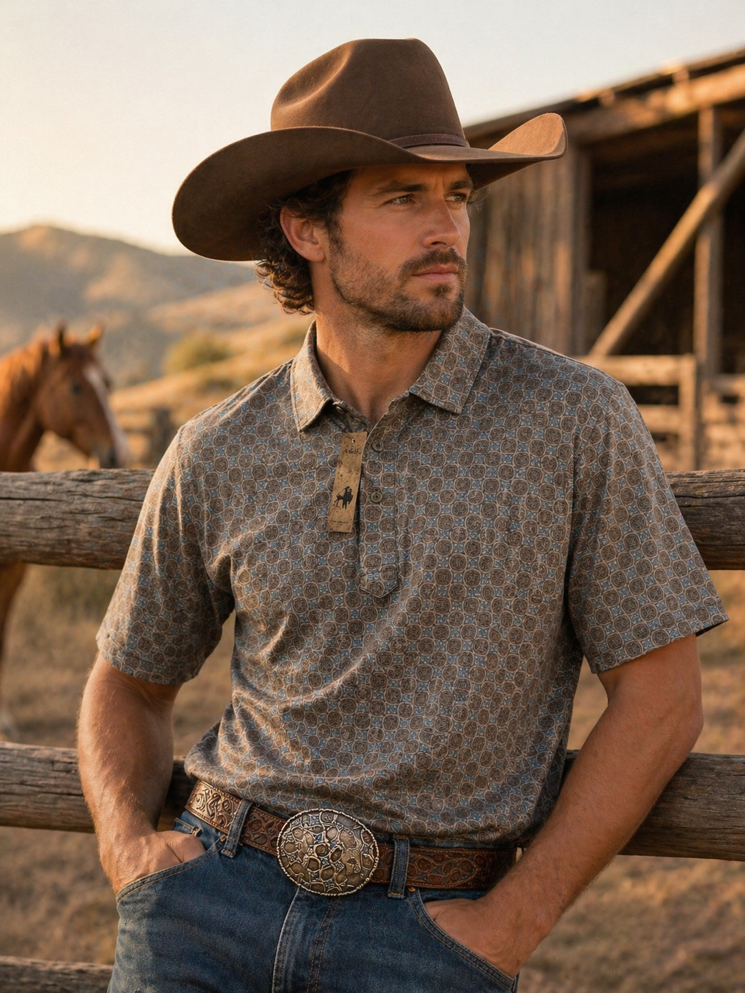 Men's western Polo T-shirt. M-POLO-9
