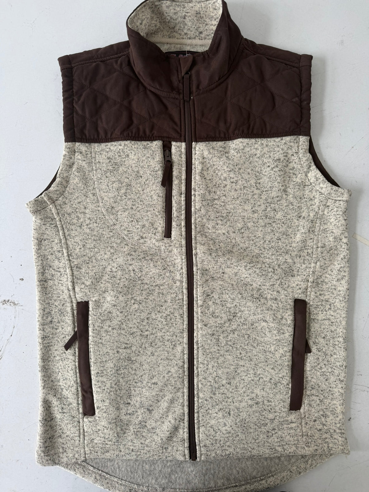 Men's Sweater Vest with Suede Yoke | Style M26701OC