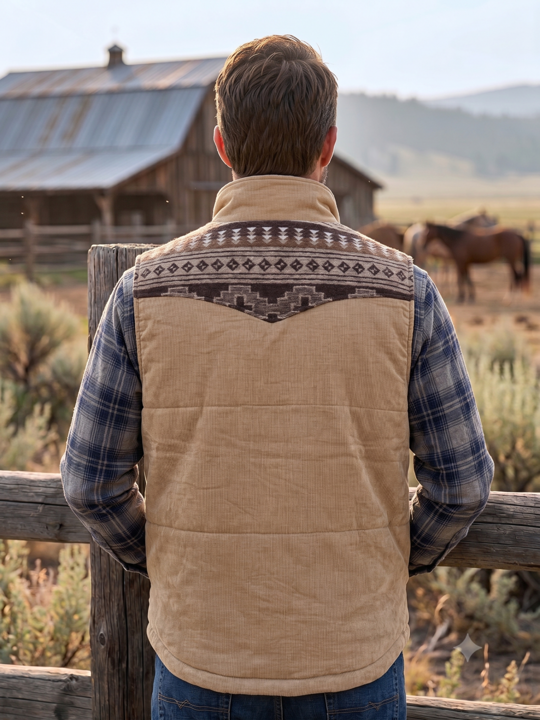 Men's Corduroy Aztec Western Vest | Style M2678