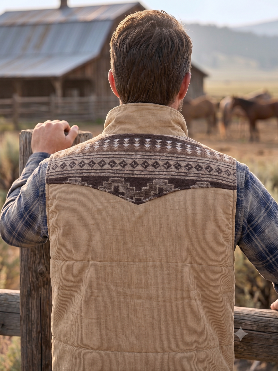 Men's Corduroy Aztec Western Vest | Style M2678