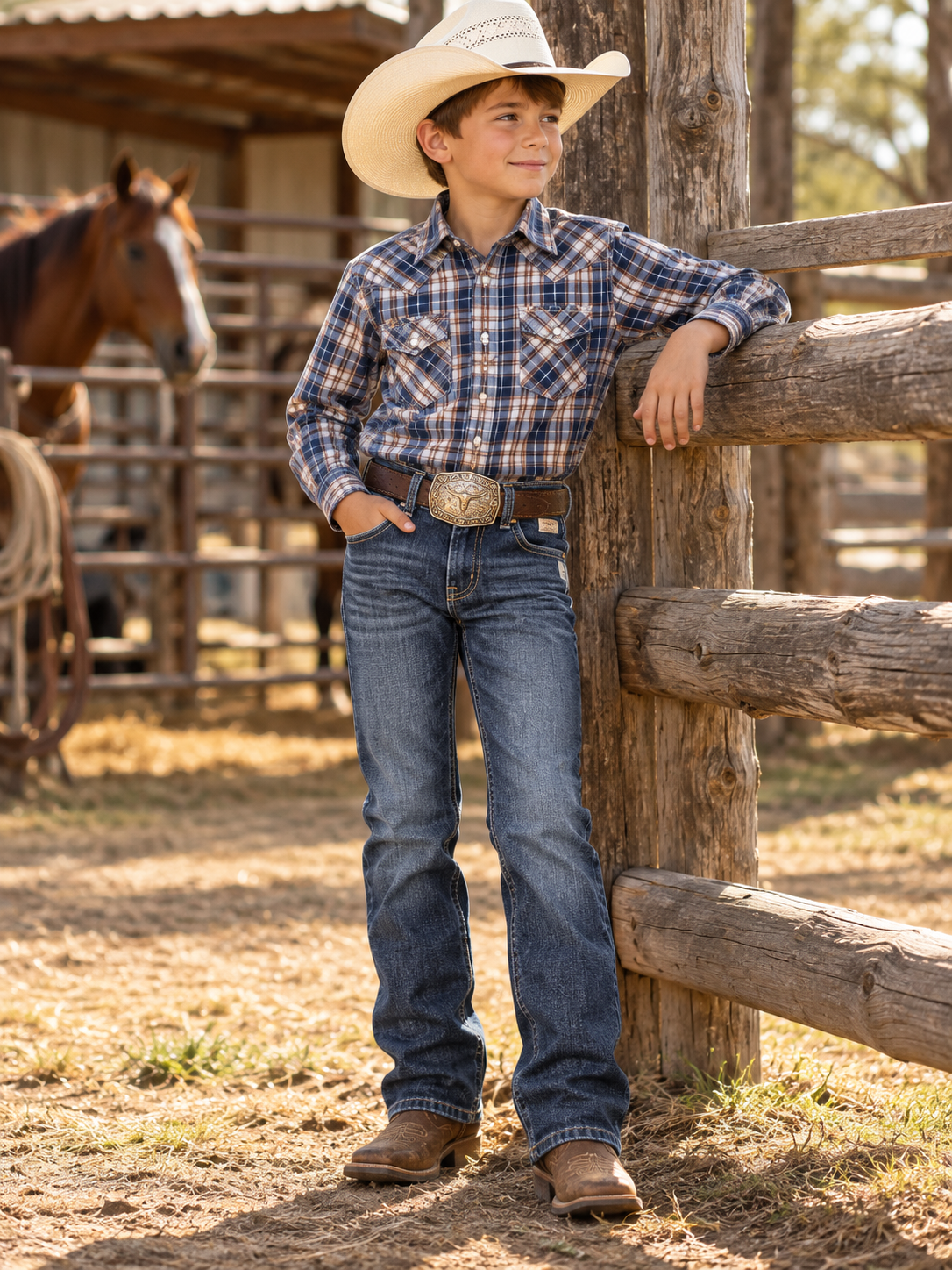 Boys Western Stretch Jeans | MCB-403
