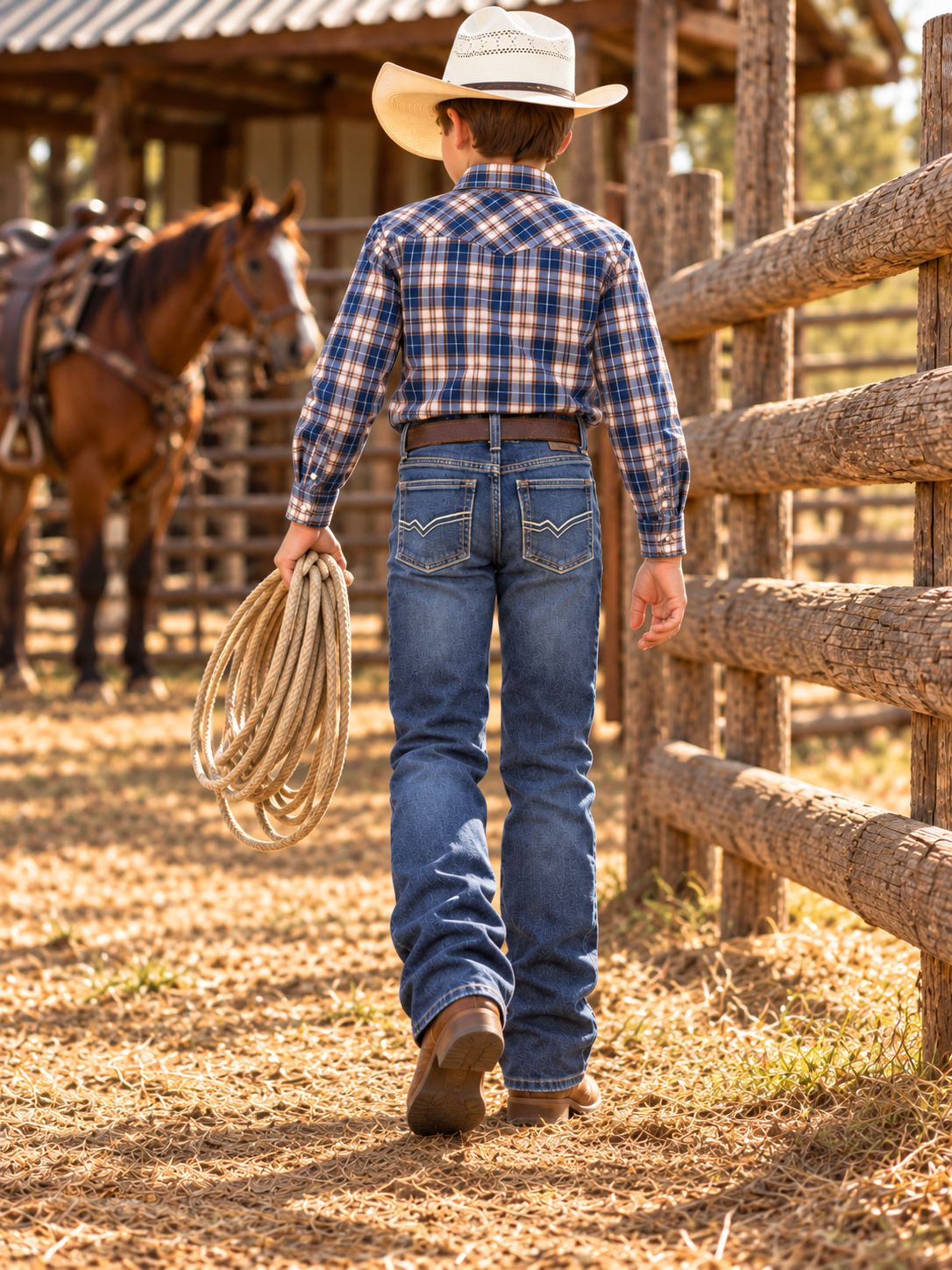 Boys Western Stretch Jeans | MCB-403